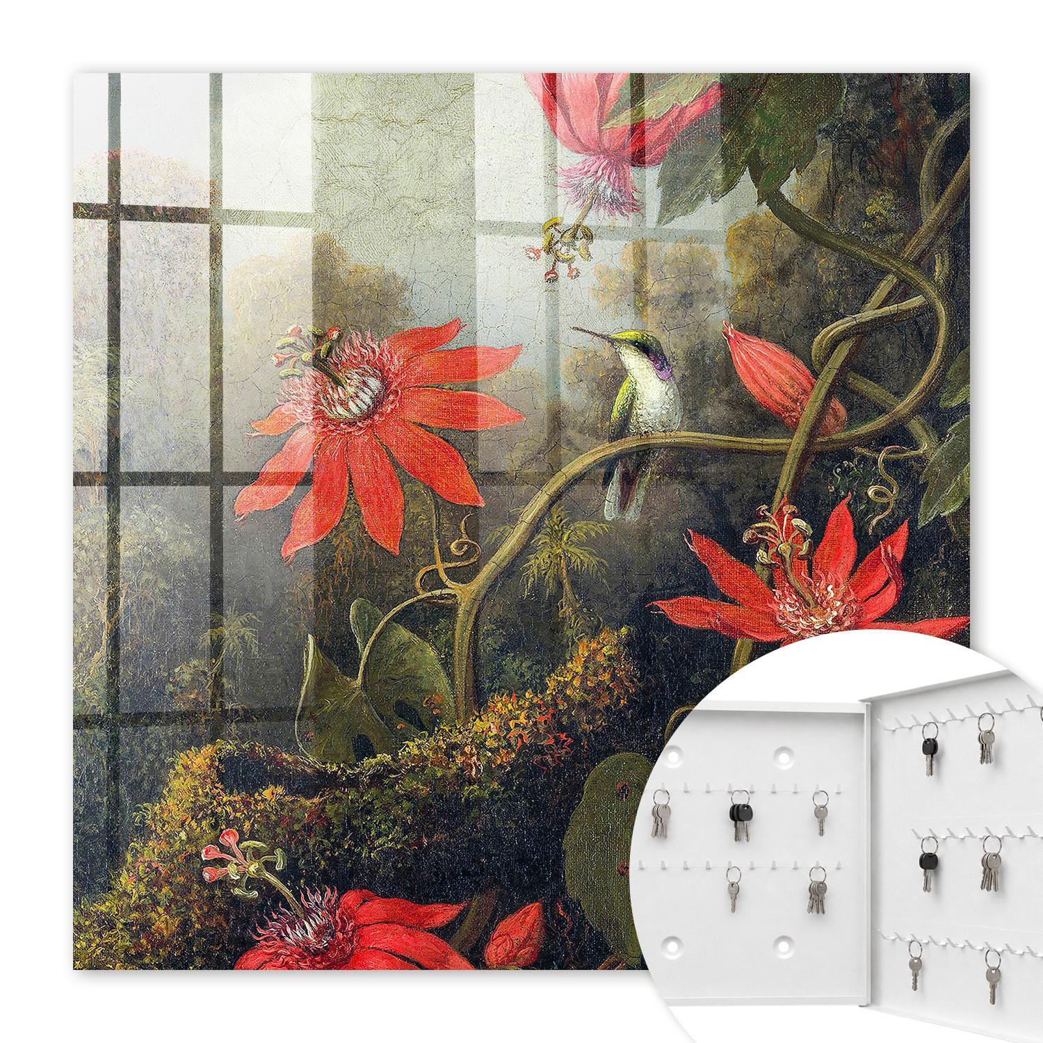 SCHLÜSSELBOX Weiß 30x30 cm – Türöffnung nach rechts - Die Exotik der Natur - Grün, Metall (30/30/5cm) - TULUP