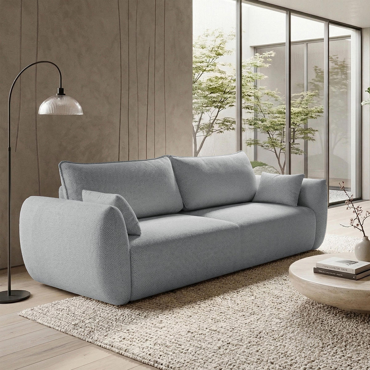 3-SITZER SCHLAFSOFA Zordo Chenille Grau - Schwarz/Grau, Kunststoff/Textil (238/91/102cm) - Selsey