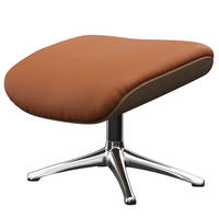 POLSTERHOCKER - Echtleder - Kastanienfarben/Chromfarben, Leder/Metall (49/39/44cm) - home24