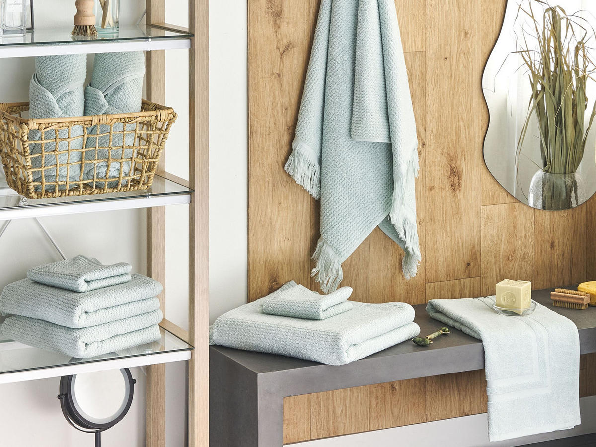 BADEHANDTUCH 9-teilig Grün Atiu - Grün, Textil (70/140cm) - Beliani