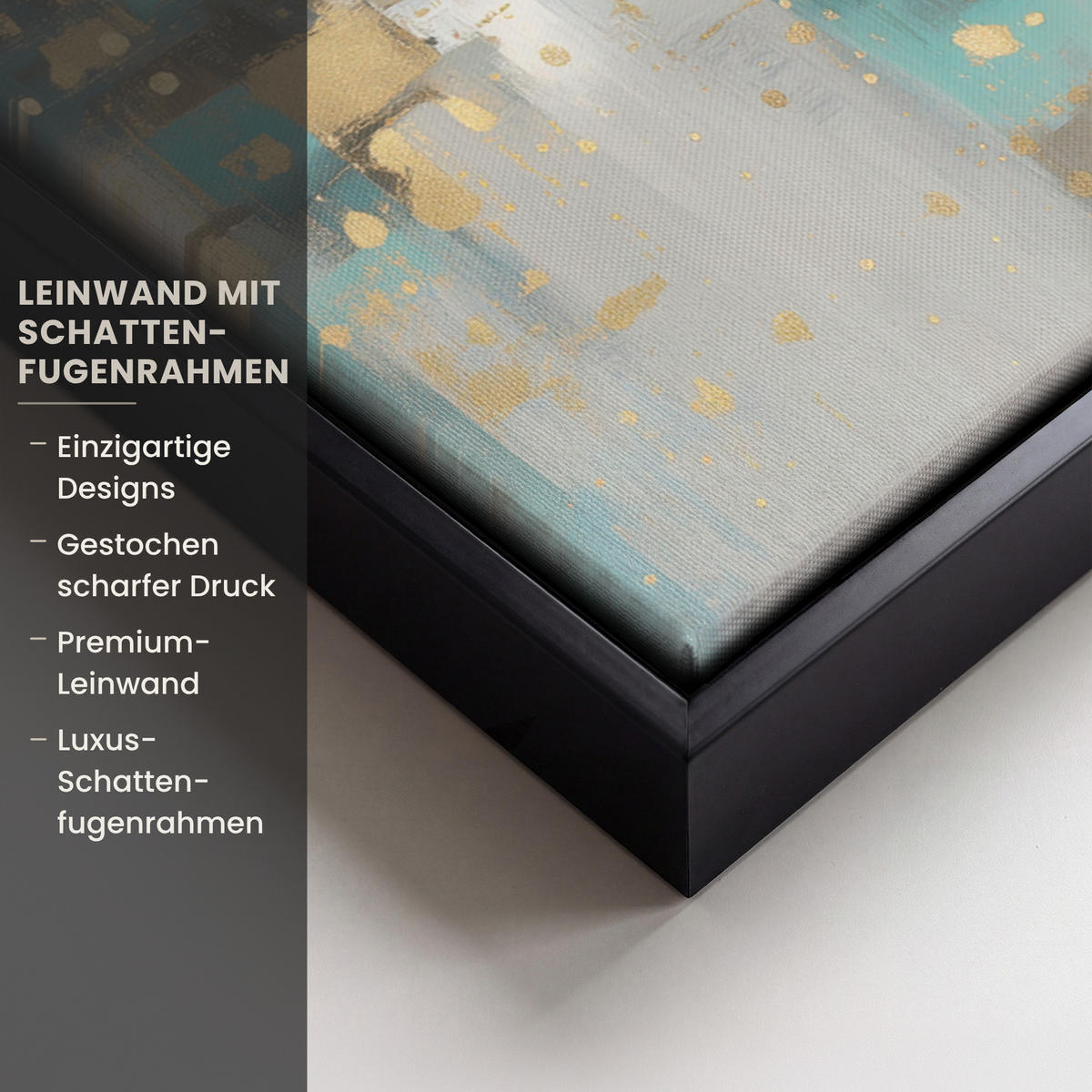 LEINWAND Bilder mit Rahmen - Abstrakt - Blöcke - Gold - Skyline - 80x60 - Beige, Textil (80/60cm) - MuchoWow