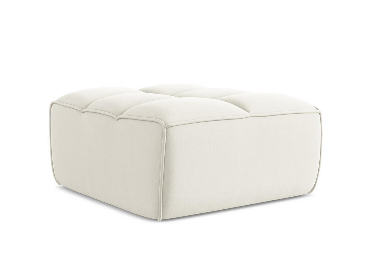POUF Samt Stoff Beige - Beige/Creme, Kunststoff/Textil (80/43/93cm) - Makamii