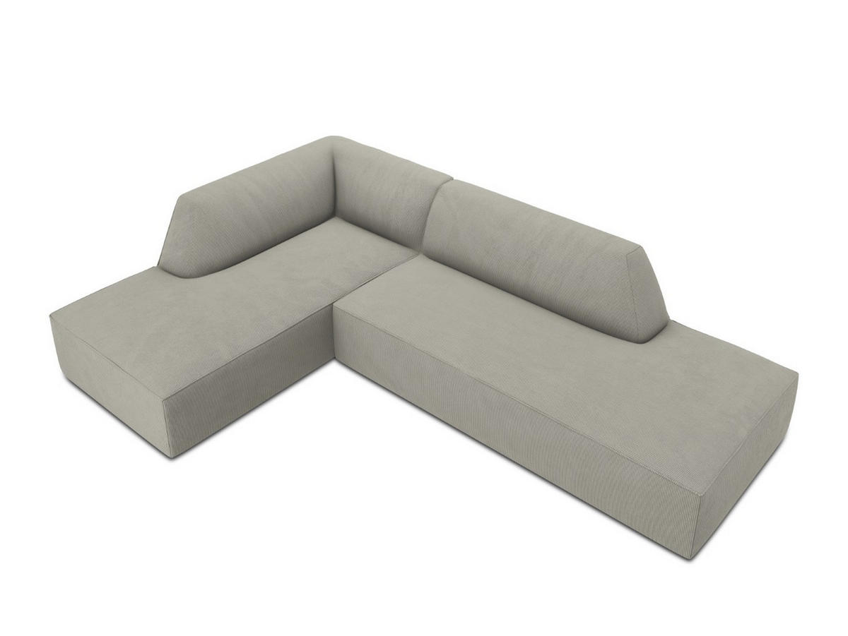 ECKSOFA links Ruby aus Cord hellgrau 4 Sitzplätze - Hellgrau, Textil (180/273cm) - Micadoni