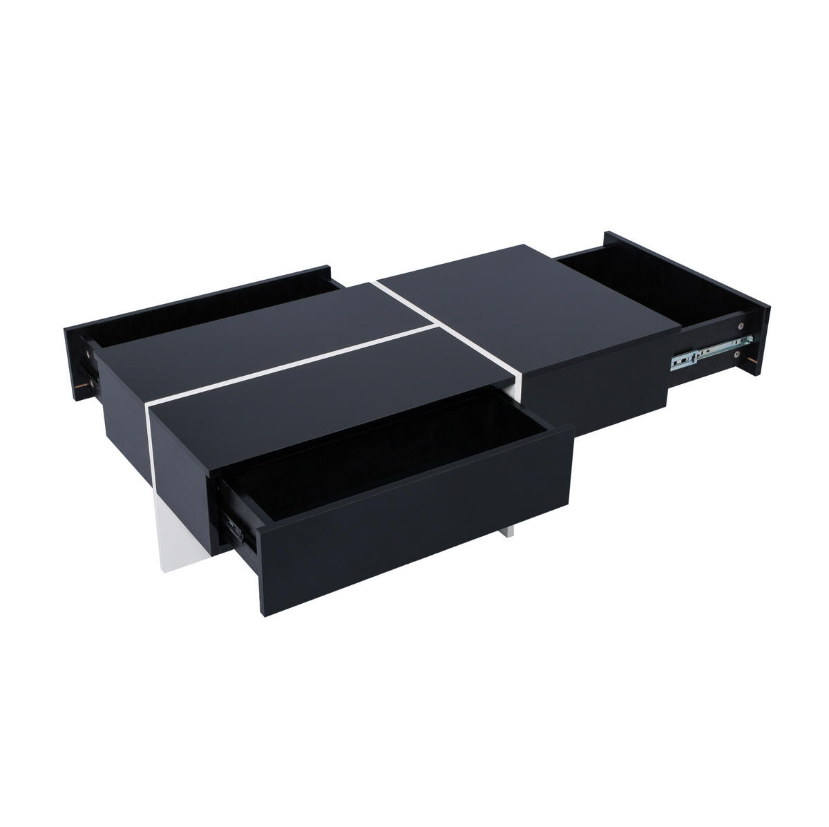 COUCHTISCH 100/50/34.5 cm schwarz aus Spanplatte mit LED-Beleuchtung und 3 Schubladen - Schwarz, Holzwerkstoff (100/50/34.5cm) - OKMYHOME