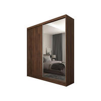 SCHWEBETÜRENSCHRANK PATRIZIA 200/216/61 cm Modern Kleiderschrank 2-türig mit Spiegel Nussbaumfarben - Nussbaumfarben, Holzwerkstoff (200/216/61cm) - MASSENO