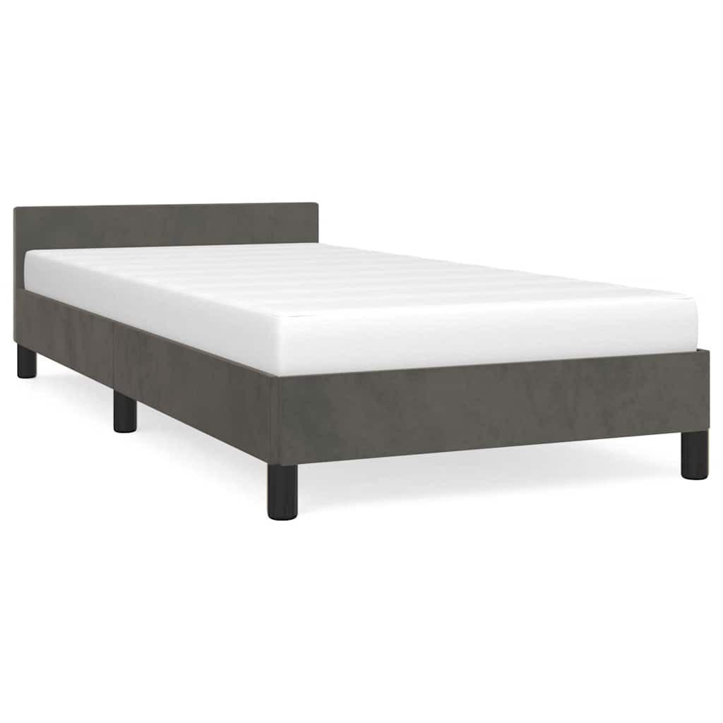 BETTGESTELL Ohne Matratze Dunkelgrau 100/200 Cm Samt - Grau, Holz (100/200cm) - vidaXL