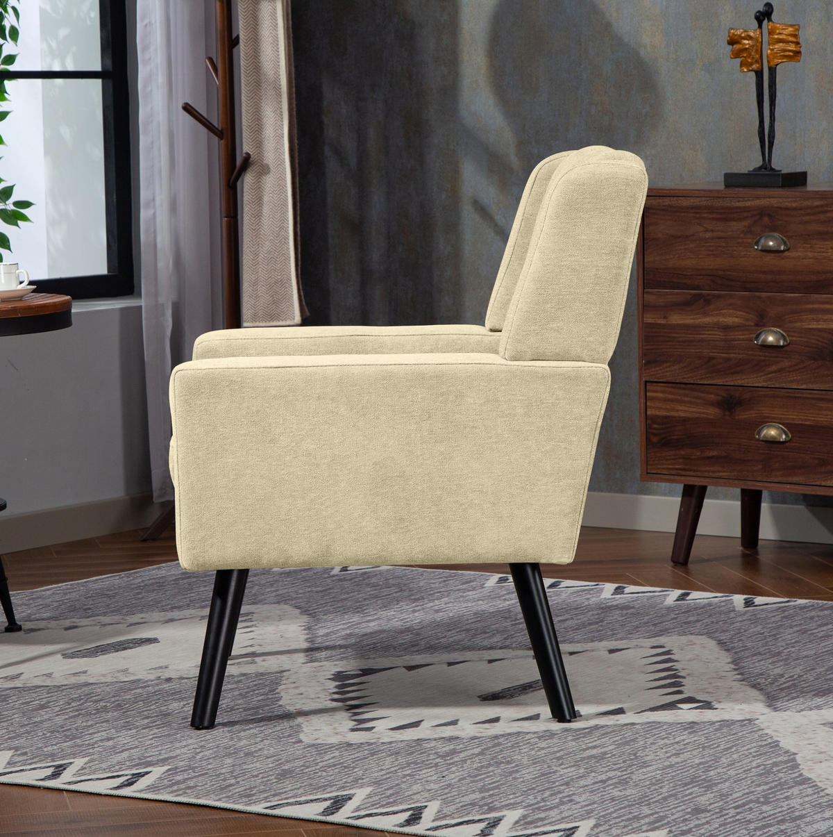SESSEL 68/76/88 cm Beige aus Upholstered mit Tufting - Beige, Textil (76/88/68cm) - OKMYHOME