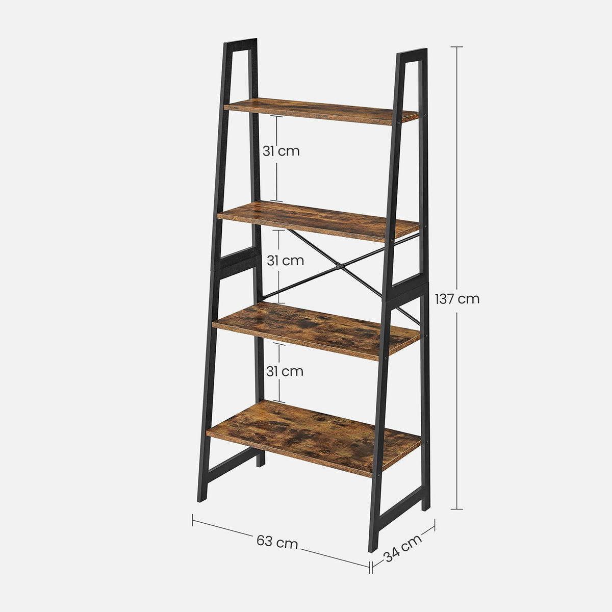 BÜCHERREGAL KAMPALA - Braun, Naturmaterialien (34/137/63cm) - Hansiro