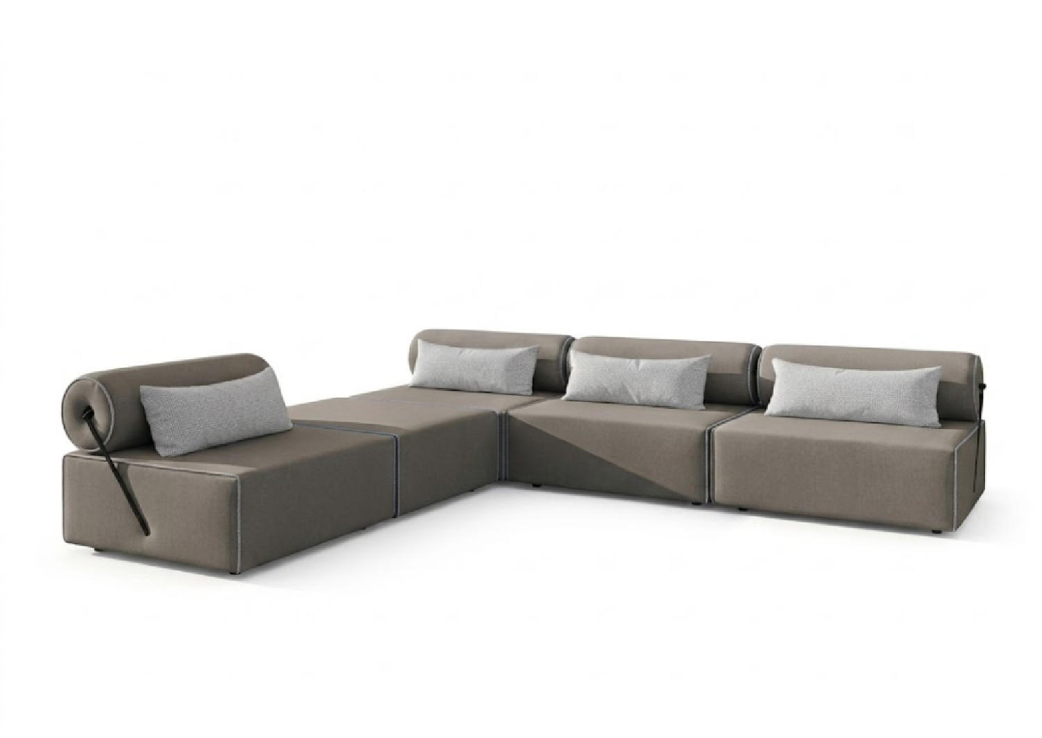 GARTENSOFA BALI L - Wetterfeste Balkonmöbel & Lounge Sofa Außen - Moderne Outdoor Couch für Garten - Balkon & Terrasse - Beige - Beige, Kunststoff (336/78/100cm) - Trada