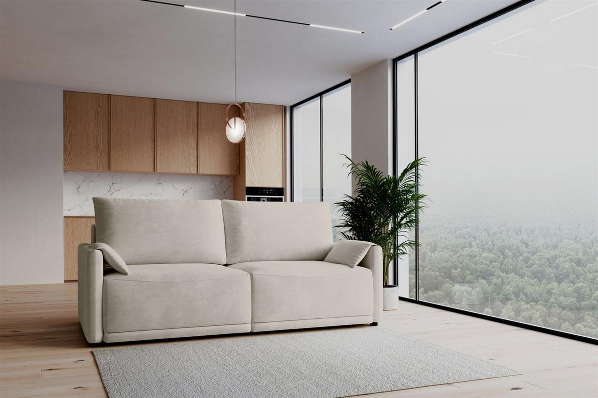 SCHLAFSOFA Mirena - Beige, Holzwerkstoff/Textil (215/100/112cm) - Fun Möbel