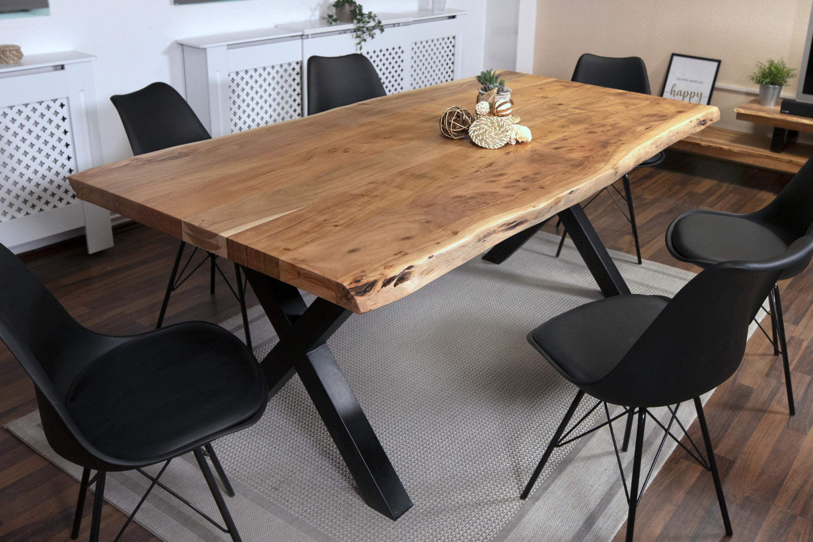 ESSTISCH CALI - Beige/Schwarz, Holz/Metall (100/220/77cm) - SAM