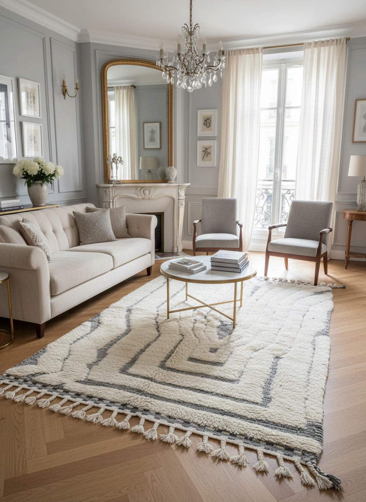 BERBERTEPPICH aus reiner Wolle 144x 255 cm - Beige, Naturmaterialien (144/255cm) - AFK Living