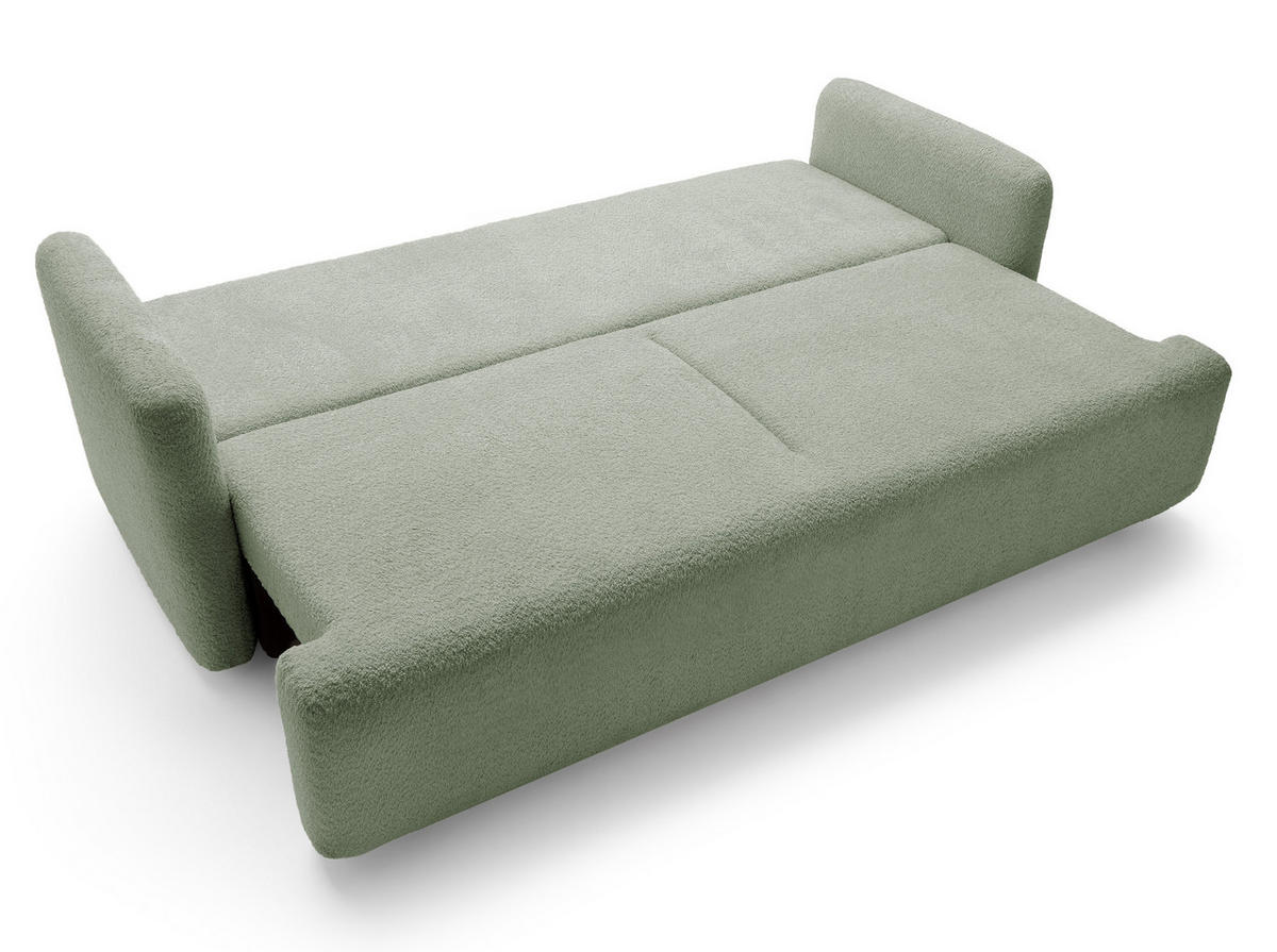 SCHLAFSOFA Lambina Salbeigrün Boucle - Salbeigrün/Schwarz, Kunststoff/Textil (227/92/104cm) - Selsey
