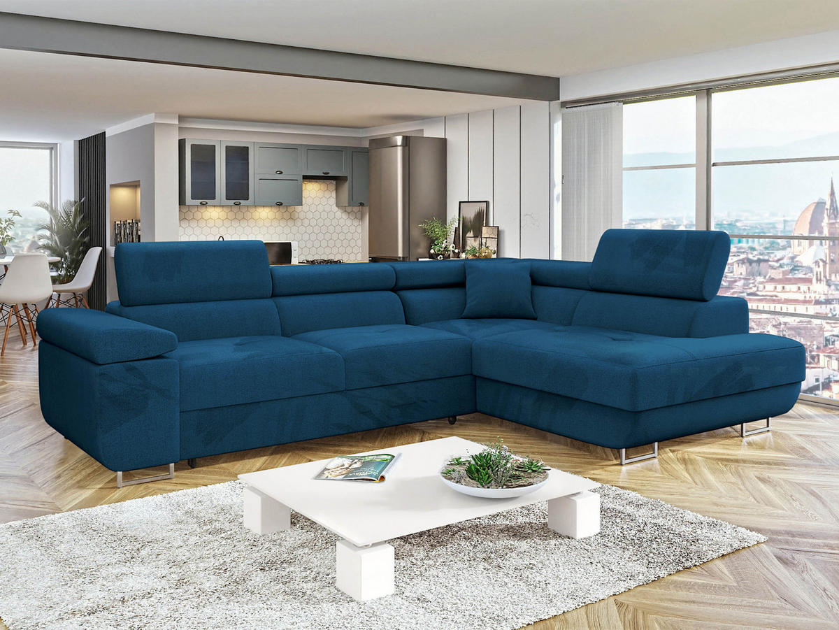 ECKSOFA Torezio, Seite: Rechts - Blau, Holz/Textil (274/203cm) - MIRJAN24
