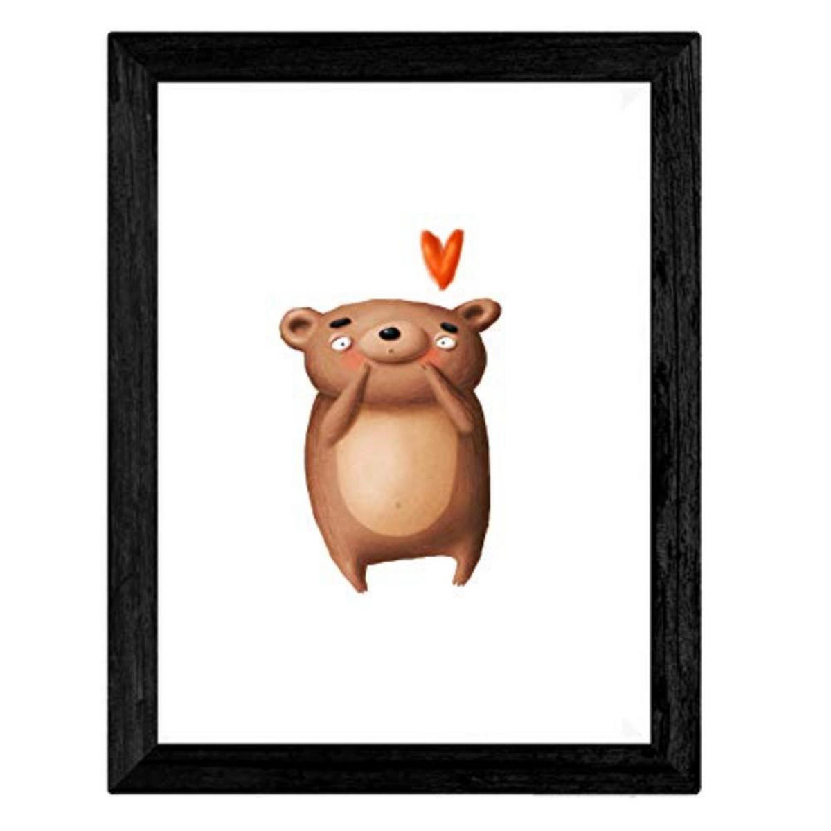 POSTER Set mit 4 Lustige Bären A3 Schwarzer Rahmen - Schwarz, Papier (29.7/3cm) - Nacnic