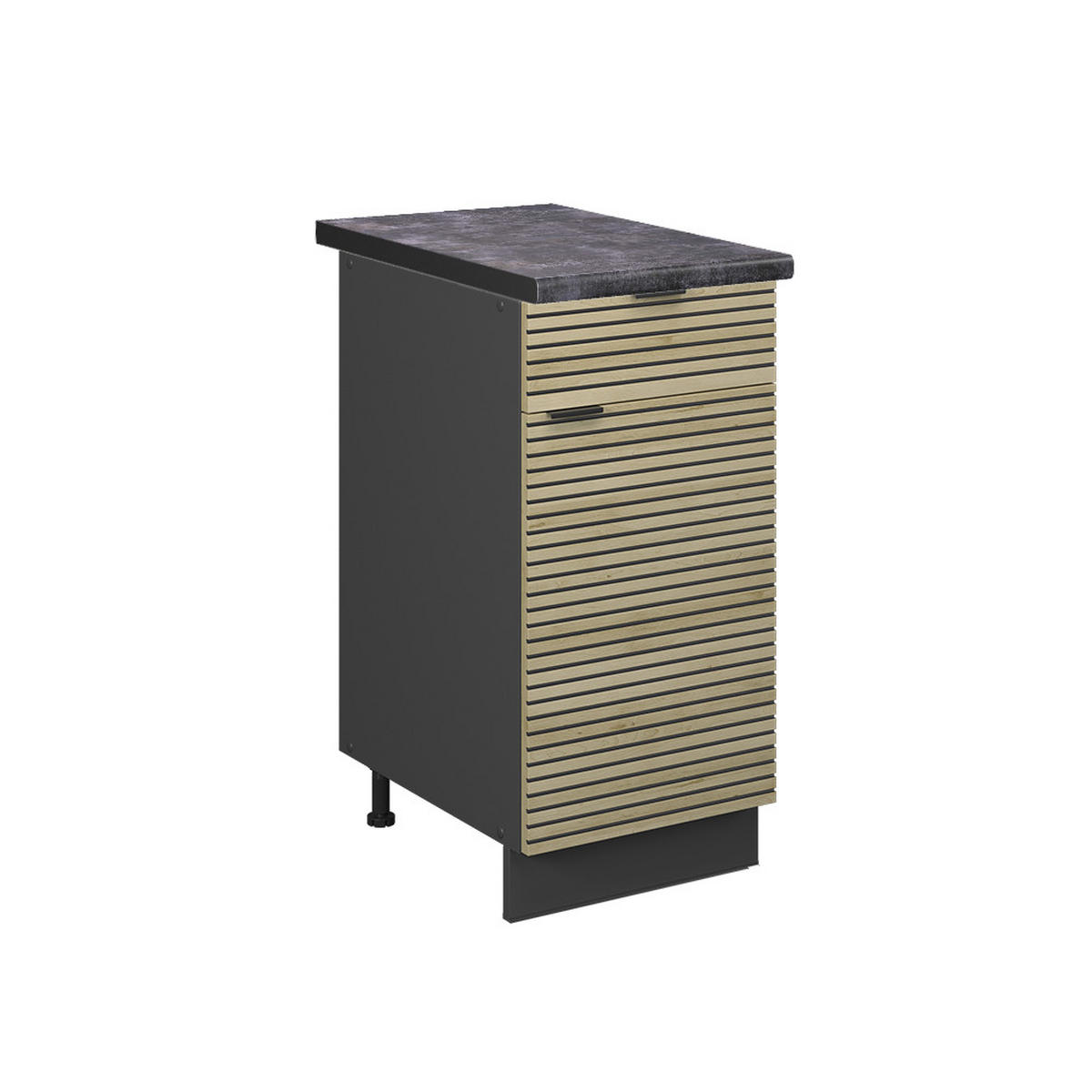 KÜCHENUNTERSCHRANK Fame-Line Eiche Paneel 40 cm , AP Anthrazit - Hellbraun/Eichefarben, Holzwerkstoff (40/82/60cm) - Vicco