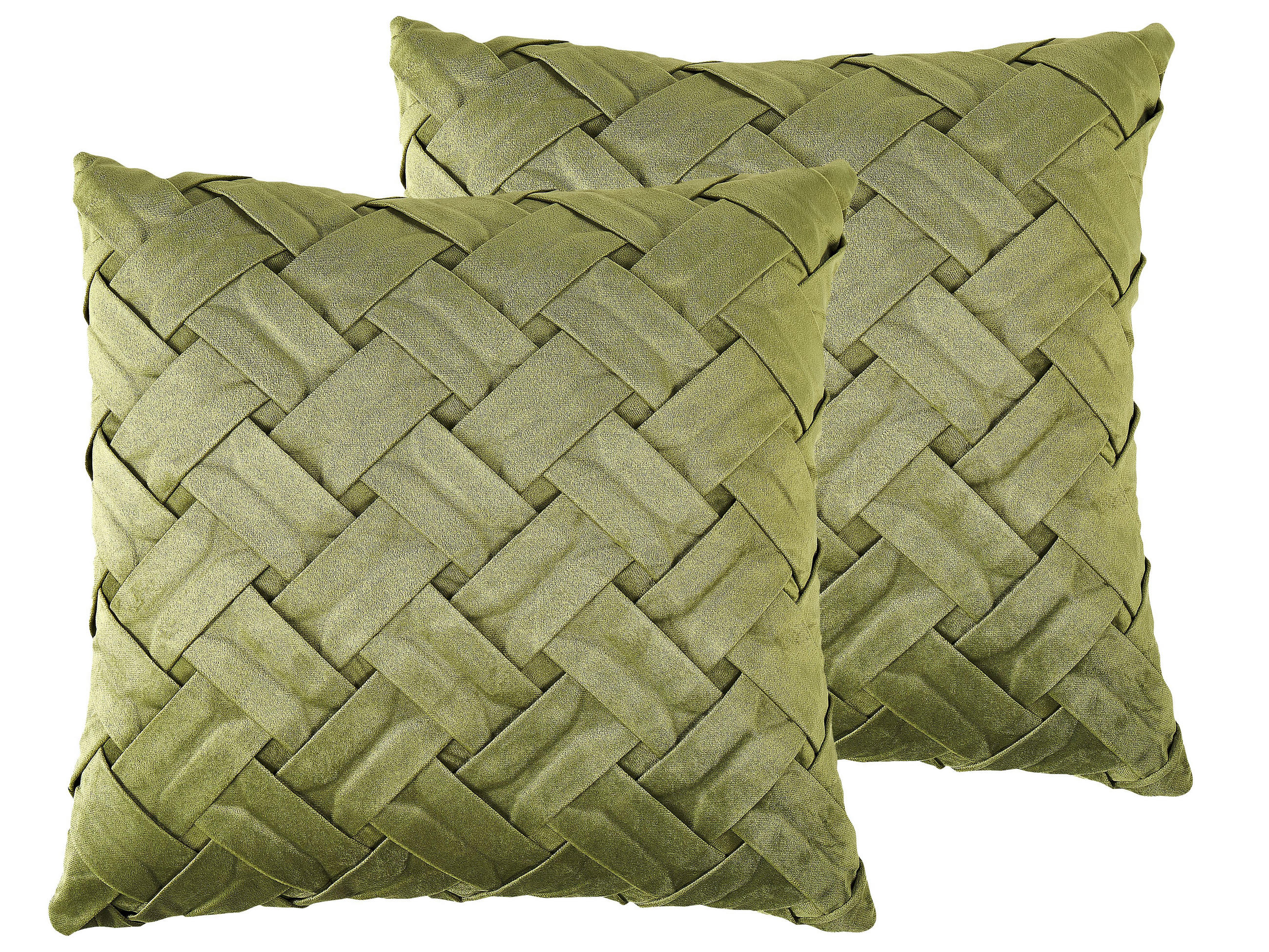 DEKOKISSEN 2er-Set Olivgrün 43/43 cm Narcissus - Olivgrün, Textil (43/43cm) - Beliani