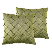 DEKOKISSEN 2er-Set Olivgrün 43/43 cm Narcissus - Olivgrün, Textil (43/43cm) - Beliani
