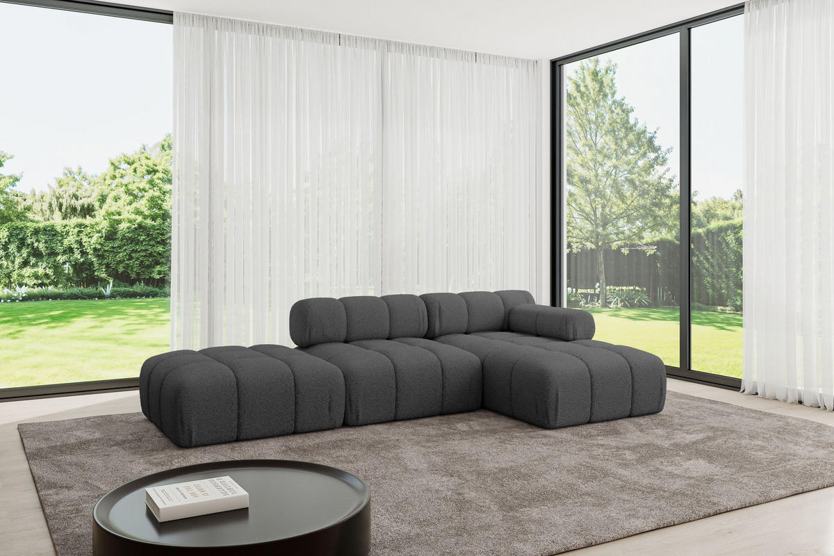 ECKSOFA modulares Sofa Lizur-L1 - 285x160x70 cm Grau Bouclé - Grau, Holzwerkstoff/Textil (285/160cm) - ALTDECOR