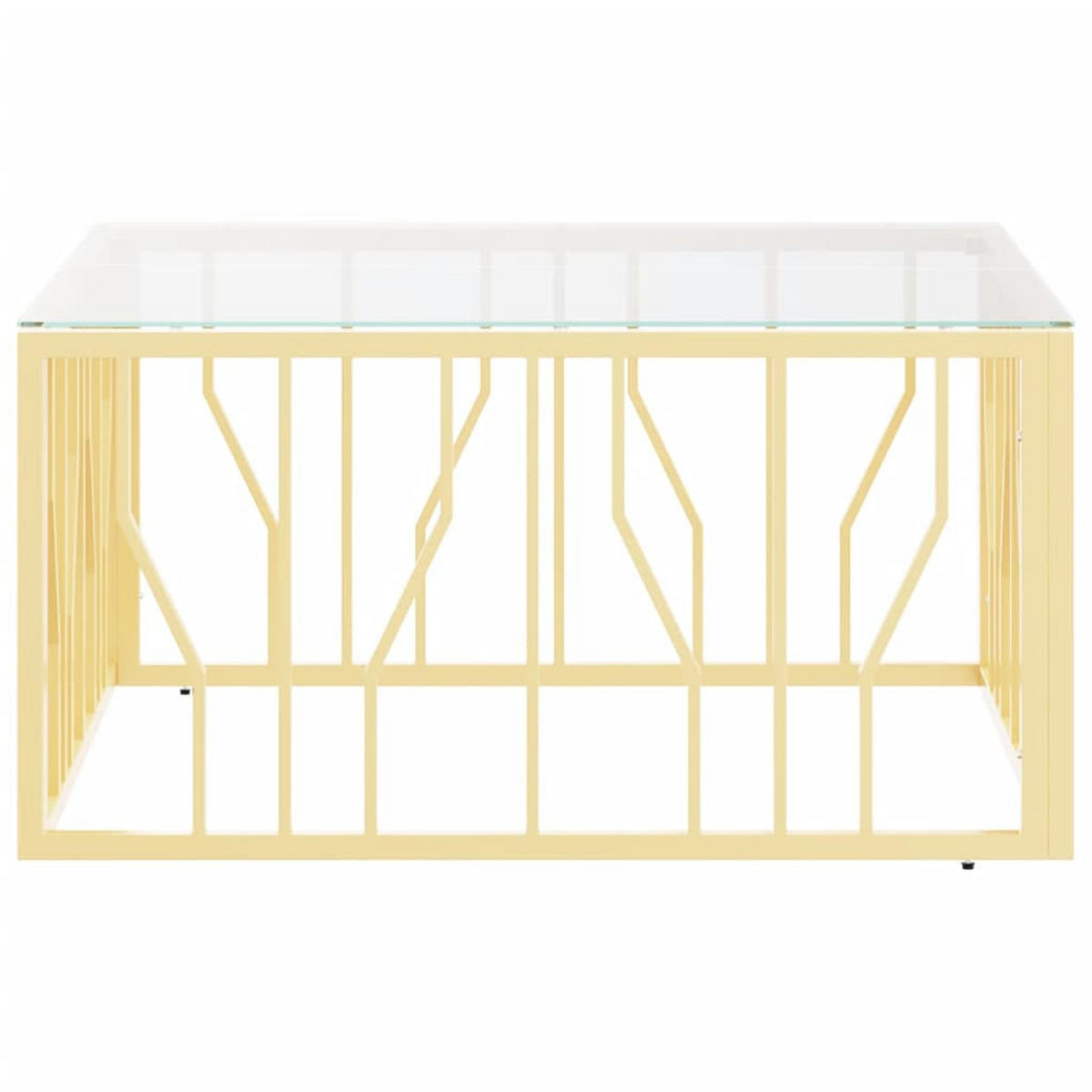 COUCHTISCH Golden 80x80x40 cm Edelstahl und Glas - Goldfarben, Metall (80/80/40cm) - furnicato