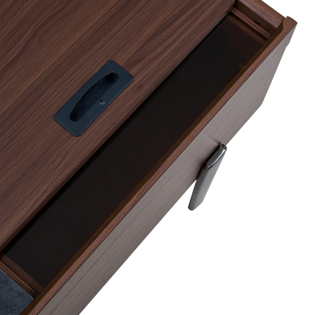 COUCHTISCH aus MDF und Glas 105x50x41,5 cm in Dunkelbraun mit Schubladen - Braun, Holzwerkstoff (105/50/41.5cm) - Modfu