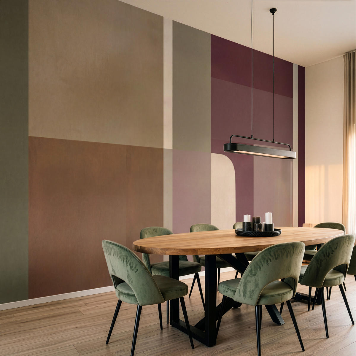 TAPETE - Unis - Abstrakt - Bordeaux - Linien - 450x300 cm - Multicolor, Papier (450/300cm) - OnlyWow
