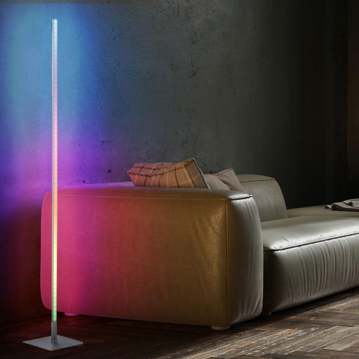 LED STEHLEUCHTE Silber dimmbar RGB - Silberfarben, Metall (20.5/20.5/151cm)