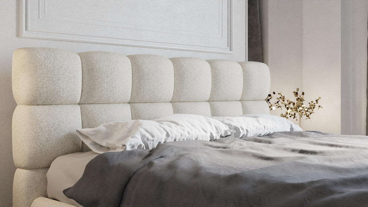 POLSTERBETT Bliss 180 x 200 cm mit Bettkasten und Lattenrost Federkernmatratze BONEL H3 - beige - Beige, Holz (180/206cm) - Panda Möbel