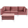 3-SITZER-SOFA Samtstoff rosa mit Ottomane Evja - Pink, Textil (235/84/85cm) - Beliani