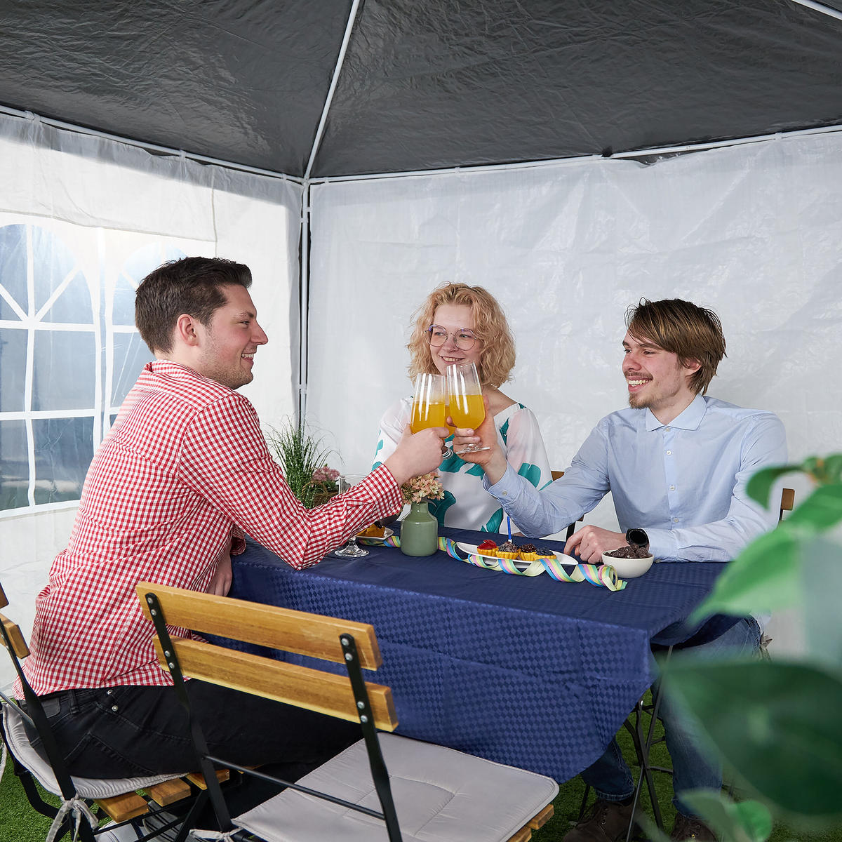 3XPAVILLON-SEITENTEILE - Weiß, Kunststoff (300/200/0.1cm) - Relaxdays