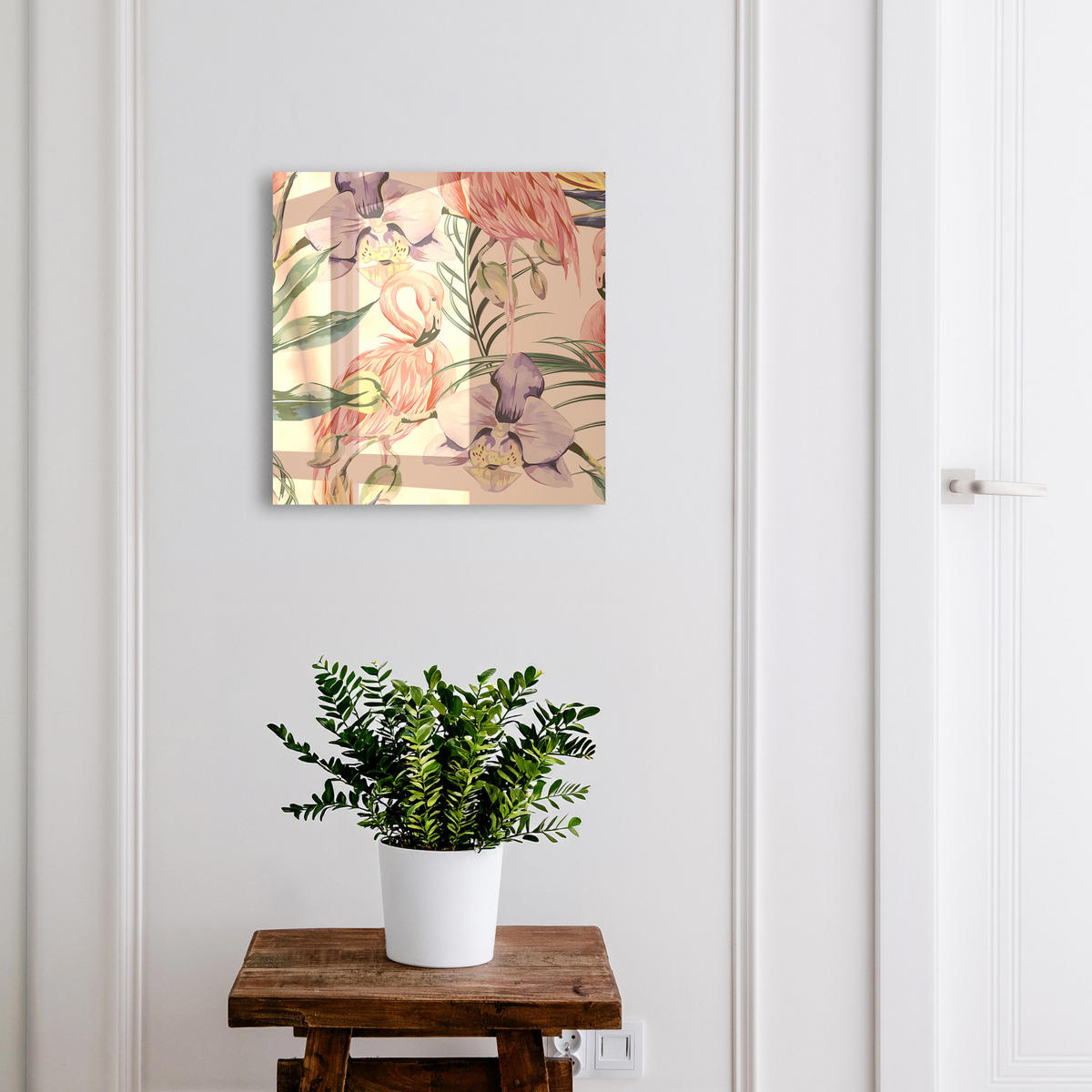 SCHLÜSSELBOX Schwarz 30x30 cm- Türöffnung nach rechts - Exotische Eleganz - Pink, Metall (30/30/5cm) - TULUP