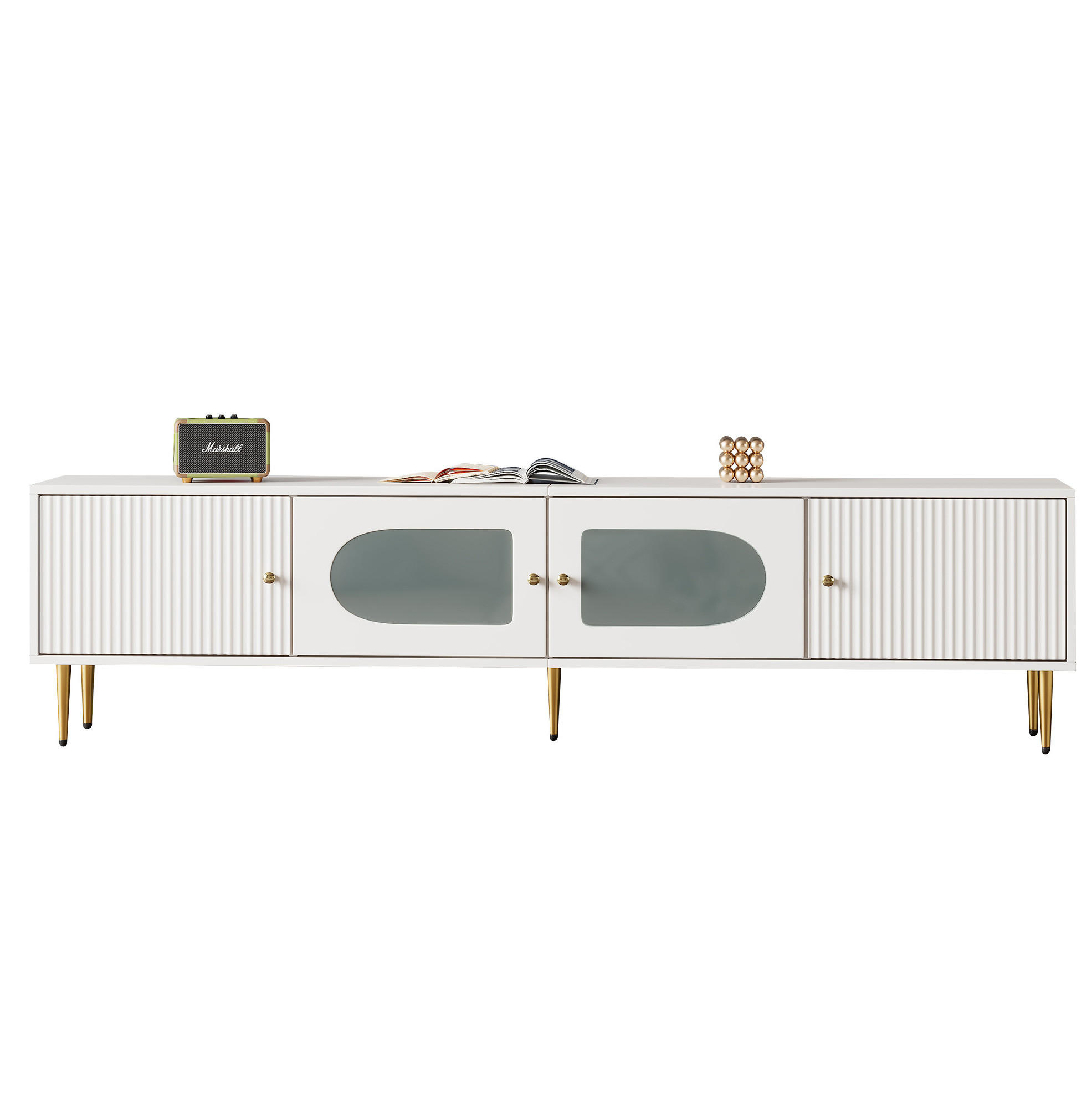 TV-SCHRANK mit 4 Türen 170 x 35 x 50 cm Weiß Spanplatte - Weiß, Holzwerkstoff (35/50/170cm) - Beauniv