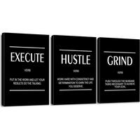 LEINWANDBILD 3-teiliges Set "Execute Hustle Grind" 30 x 40 cm - Schwarz, Textil (40/0.5cm)