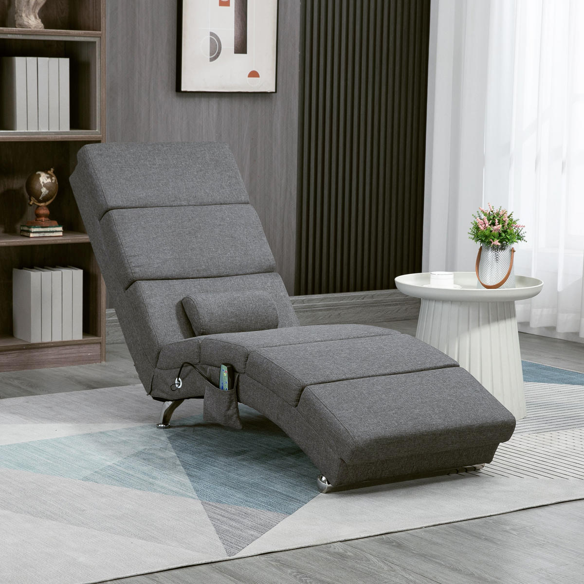 BODENSTUHL, Massagesessel Relaxsessel Liegesessel mit Fernbedienung - Dunkelgrau, Metall (168/84/56cm) - HOMCOM