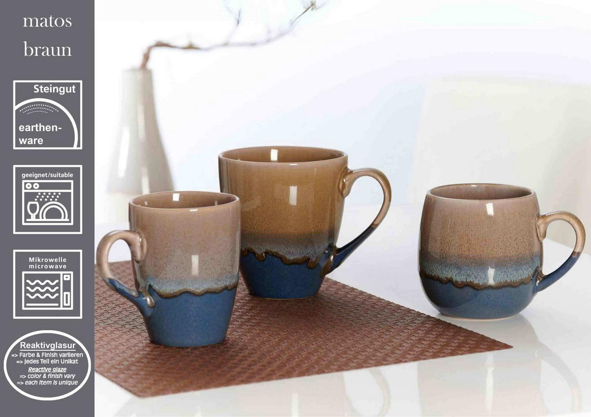 HENKELBECHER Matos braun 310 ml 6er Set - Braun, Keramik (0.31L) - Ritzenhoff Breker