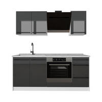 SINGLEKÜCHE R-Line, Anthrazit Hochglanz/Weiß, 180 cm ohne Arbeitsplatte - Schwarz Hochglanz/Weiß, Holzwerkstoff (180/206.8/46cm) - Vicco