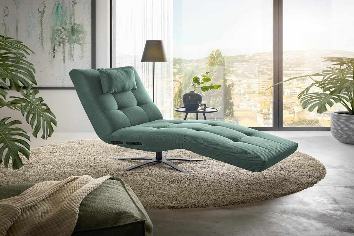 RELAXLIEGE LETICIA Smaragdgrün Cord - Smaragdgrün/Schwarz, Textil/Metall (82/115/156cm) - KAWOLA