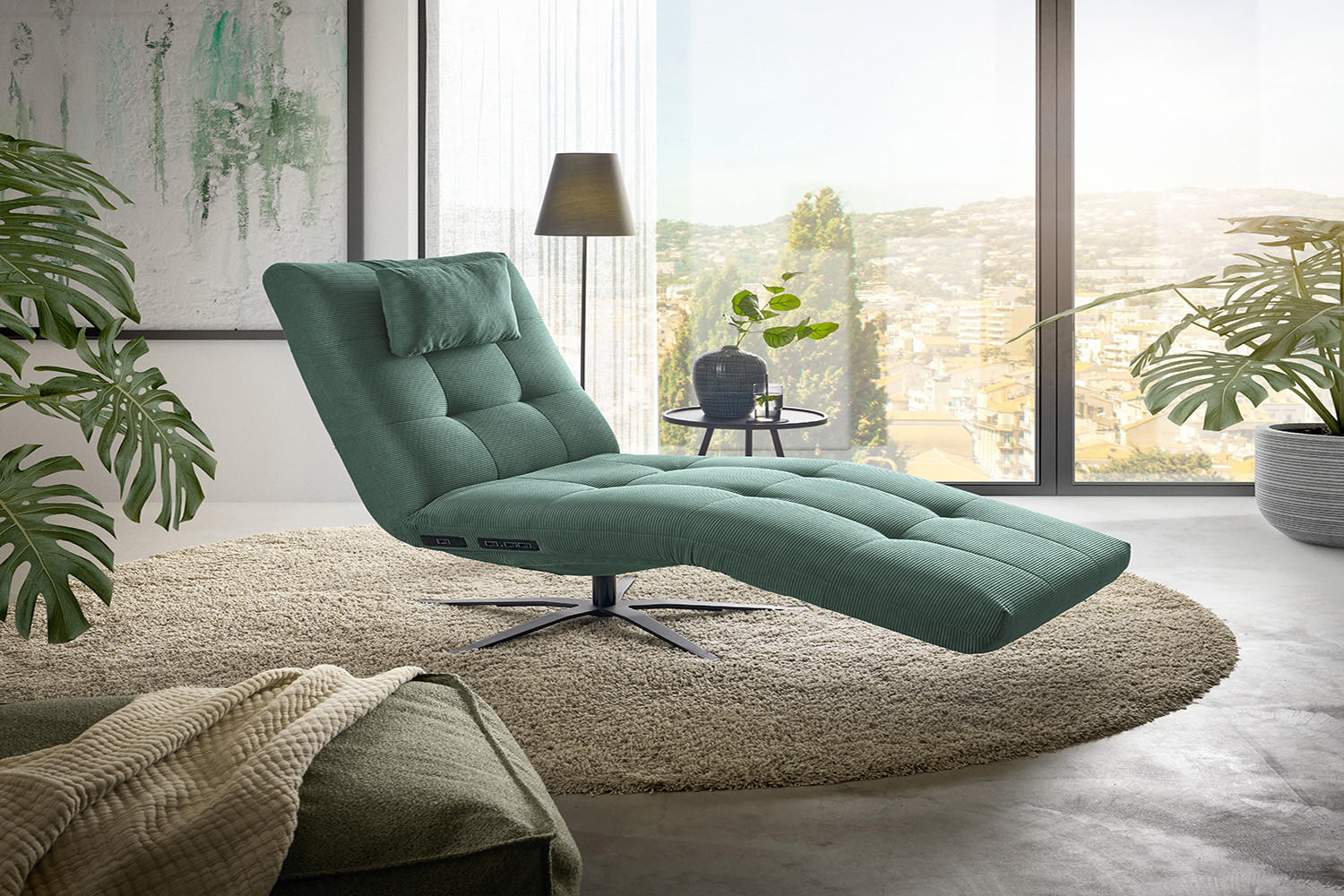 Thumbnail - Kawola Relaxliege, Smaragdgrün, Schwarz, Textil, Echtholz, 1-Sitzer, Füllung: Komfortschaum, 82x115x156 cm, Wohnzimmer, ...