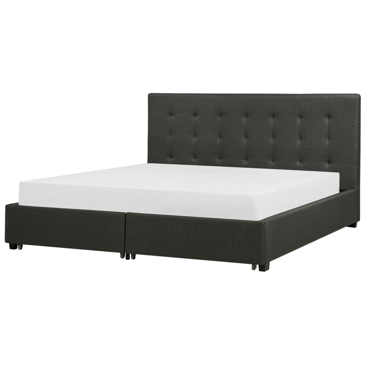 BETT mit Schubladen 180/200 cm Stoff Dunkelgrau La Rochelle - Dunkelgrau, Textil (180/200cm) - Beliani