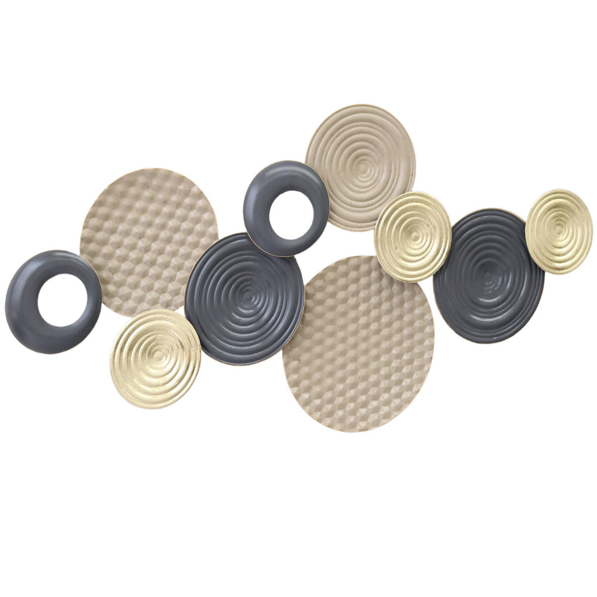 WANDDEKO DE-14341 mehrschichtiges Disc-Design Khaki/Schwarz - Mokka, Metall (5.5/50/100cm) - ComfortXL
