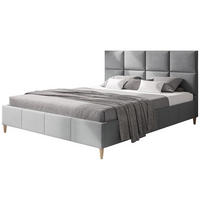 POLSTERBETT LUX Roma mit Kopfteil, 180 x 200 cm, Doppelbett mit Lattenrost aus Holz, Velourstoff Hellgrau, Füße in Farbe: Braun - Hellgrau, Holz/Textil (180/200cm) - Alpi-Möbel