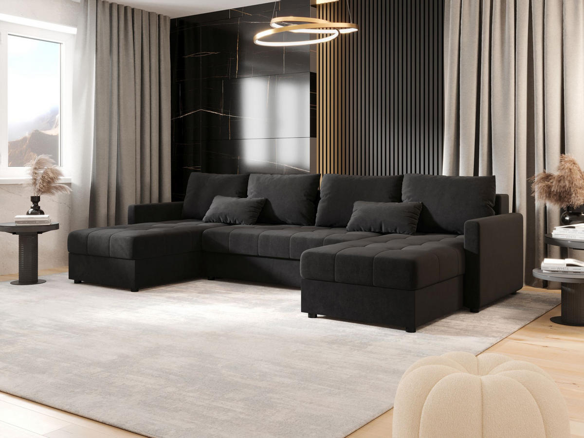 ECKSOFA MOS U BIS Itaka 27 mit Schlaffunktion - Dunkelgrau, Textil (285/85/140cm) - Bedante