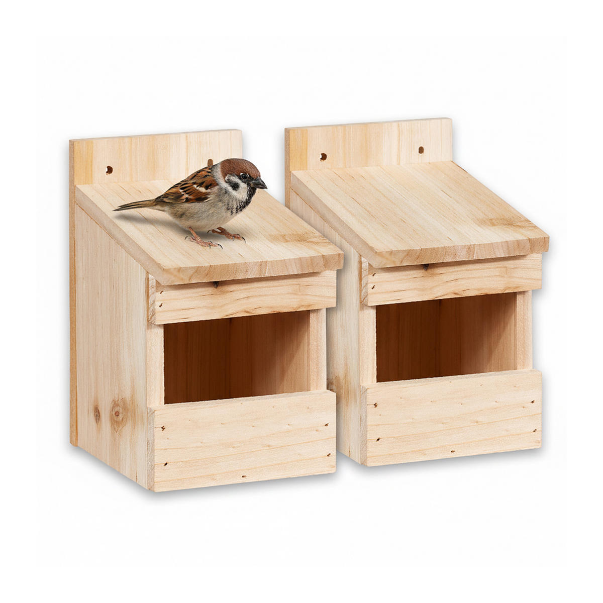 2XHALBHÖHLE-NISTKASTEN - Hellbraun, Holz (12/20/15.5cm) - Relaxdays