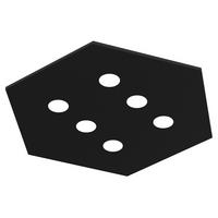 DECKENLEUCHTE River Hex X6 - Schwarz Hochglanz, Metall (70/80/4cm) - Lumicom