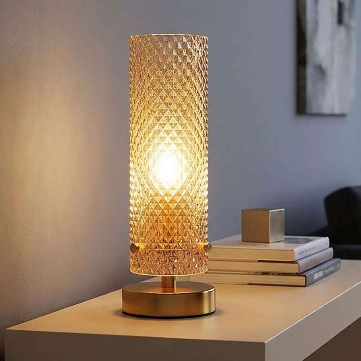 TISCHLEUCHTE Metall, Gold, Glas, Schalter - Goldfarben, Glas (10/10/28.5cm) - Globo Lighting