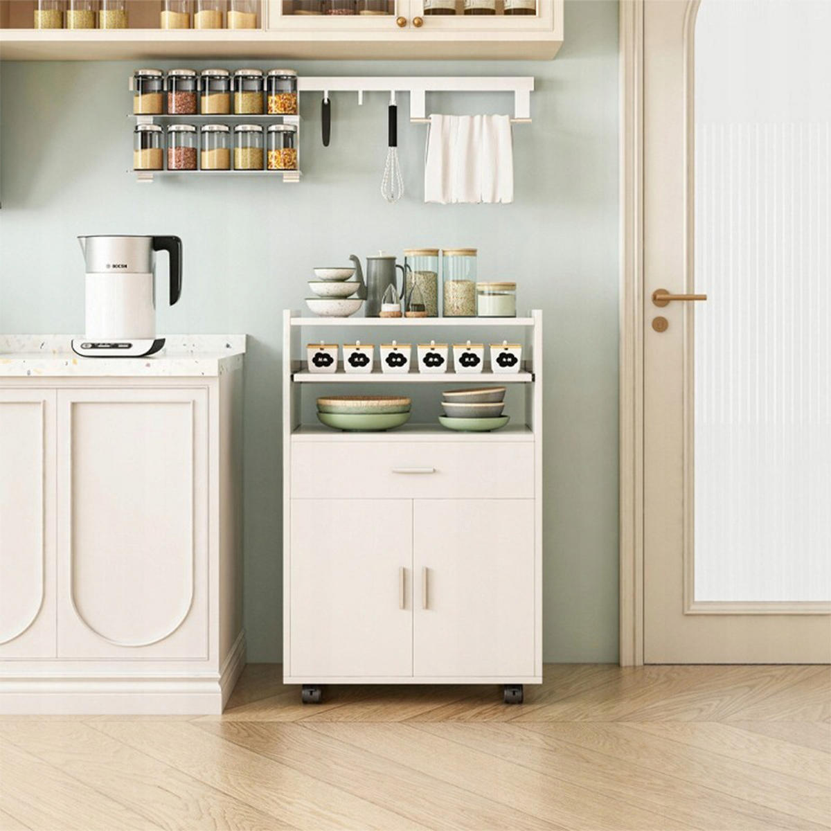 SERVIERWAGEN, weiß 59/40/92 cm - Weiß, Holzwerkstoff (59/92/40cm)