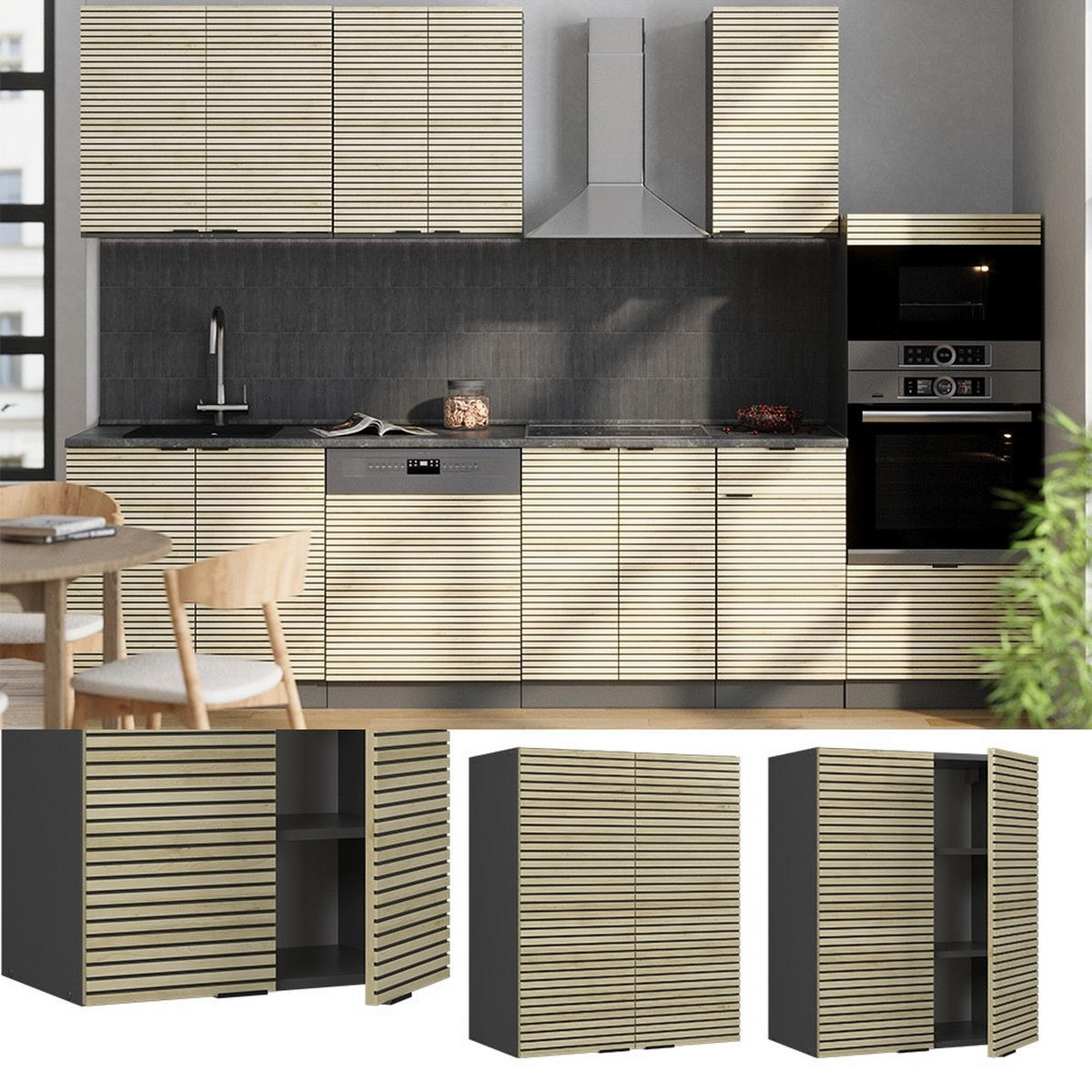 HÄNGESCHRANK Fame-Line Eiche Paneel 60 cm - Eichefarben/Anthrazit, Holzwerkstoff (60/72/34.1cm) - Vicco