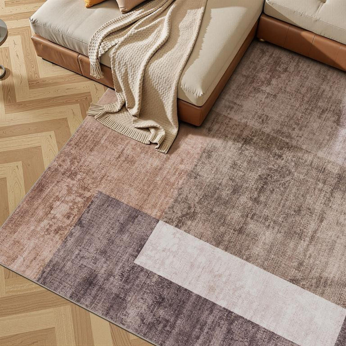 TEPPICH waschbar Flanel Beige/Braun 120x170 cm - Multicolor, Textil (120/170cm) - Vercai Rugs