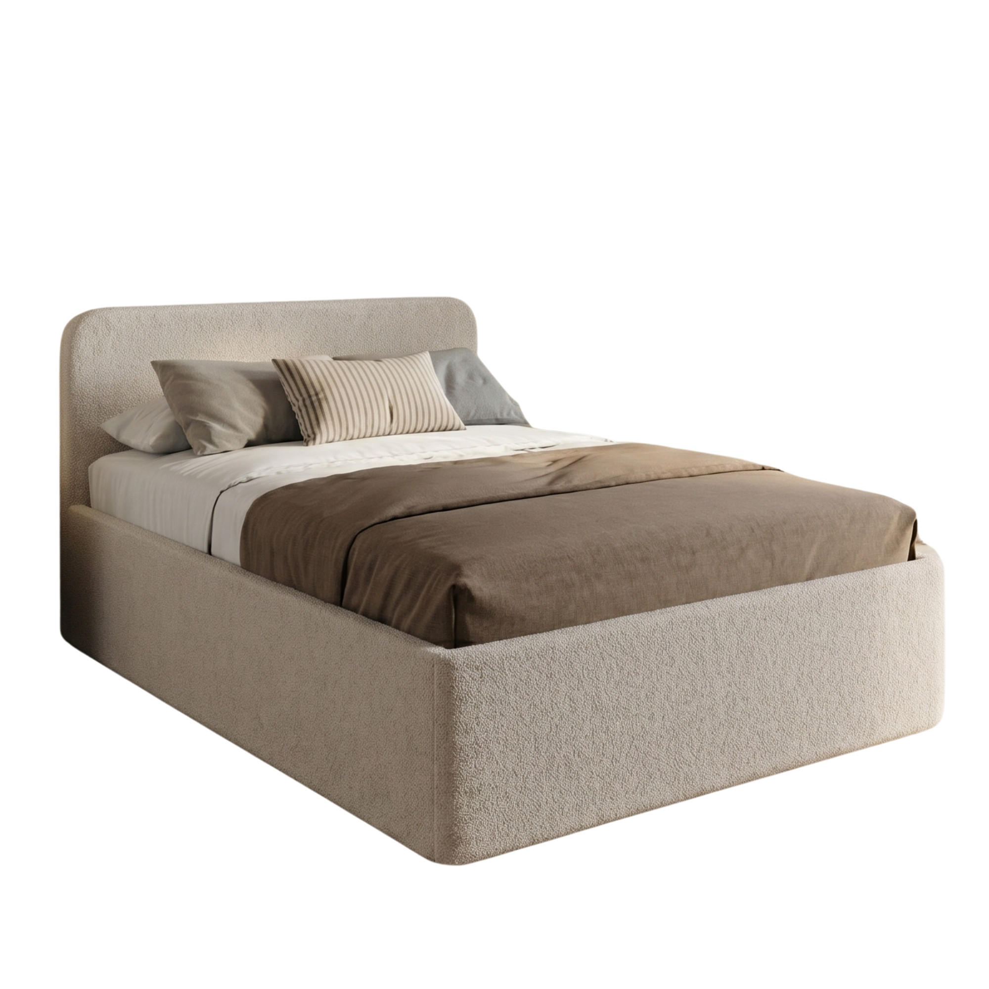 POLSTERBETT 120x200 cm Kaltschaummatratze H3 Bouclé Creme - Creme, Textil (120/200cm) - Home Collective