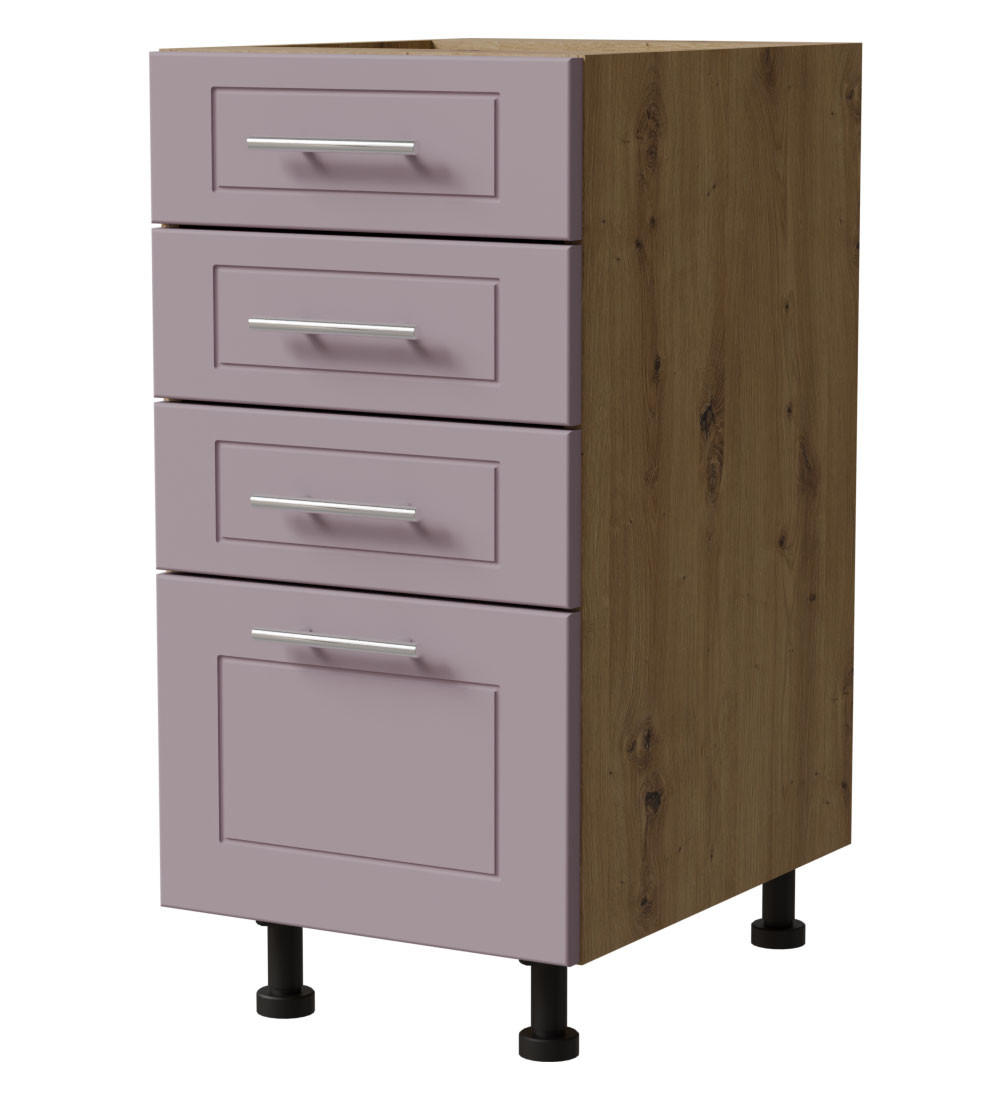 SCHUBLADENUNTERSCHRANK Bari D4/40 Eiche Artisan / RAL 4009 pastellviolett 40 / 50 / 82cm REJS Vollauszug - Violett/Eiche Artisan, Holz/Holzwerkstoff (40/82/50cm) - Feldmann-Wohnen